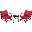 3 Pieces Rocking Garden Furniture Set With Cushions For Balcony Yard-Red