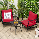 3 Pieces Rocking Garden Furniture Set With Cushions For Balcony Yard-Red