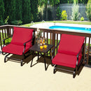 3 Pieces Rocking Garden Furniture Set With Cushions For Balcony Yard-Red