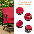 3 Pieces Rocking Garden Furniture Set With Cushions For Balcony Yard-Red