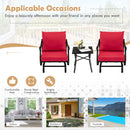 3 Pieces Rocking Garden Furniture Set With Cushions For Balcony Yard-Red
