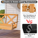 2-Person Porch Swing Chair with Adjustable Chains-Natural
