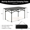 Aluminum Camping Table For 4-6 People-Black