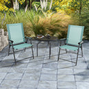 Set Of 2 Folding Garden Chairs With Armrests For Yard Lawn Poolside-Green