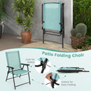 Set Of 2 Folding Garden Chairs With Armrests For Yard Lawn Poolside-Green