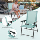 Set Of 2 Folding Garden Chairs With Armrests For Yard Lawn Poolside-Green