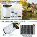 3-Piece Folding Table Stool Set With A Camping Table And 2 Retractable LED Stools-Black