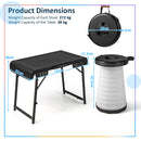 3-Piece Folding Table Stool Set With A Camping Table And 2 Retractable LED Stools-Black