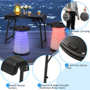 3-Piece Folding Table Stool Set With A Camping Table And 2 Retractable LED Stools-Black