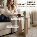 HOMCOM Round Side Table, End Table with Curved Legs Coffee Wood Effect
