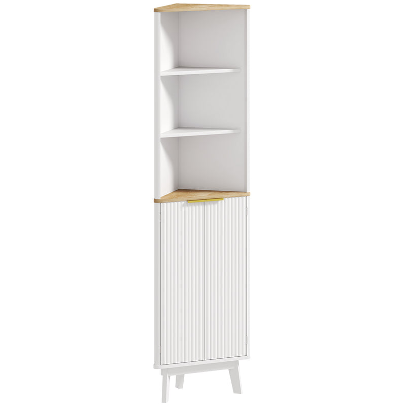 HOMCOM Slim Bathroom Storage Unit, Bathroom Cabinet with Doors, White