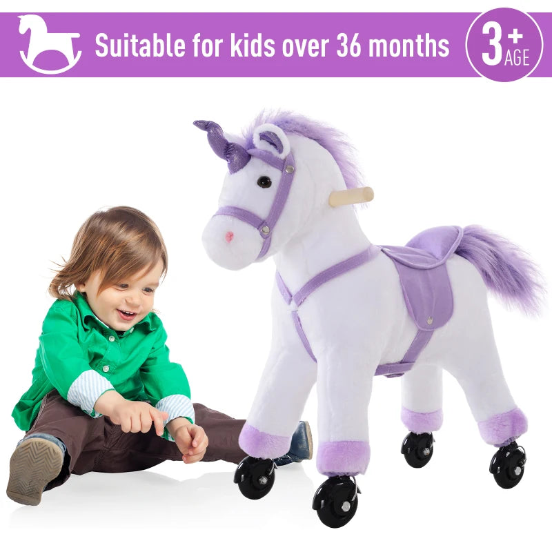 HOMCOM Children's  Ride on Unicorn - Purple and White