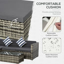 Outsunny Rattan Sofa Set with Chez Lounge and Coffee Table - Grey