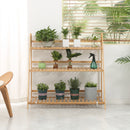 Outsunny 3-Tier Folding Bamboo Plant Stand Display Rack for Indoor & Outdoor