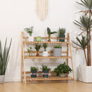 Outsunny 3-Tier Folding Bamboo Plant Stand Display Rack for Indoor & Outdoor