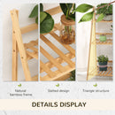 Outsunny 3-Tier Folding Bamboo Plant Stand Display Rack for Indoor & Outdoor