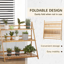 Outsunny 3-Tier Folding Bamboo Plant Stand Display Rack for Indoor & Outdoor