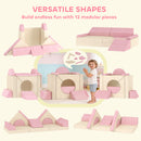 AIYAPLAY Kids Play Sofa, 12 Pieces Foam Modular Convertible Sofa, Pink