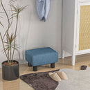 HOMCOM Chic Linen Fabric Grey Footstool Ottoman Cube With 4 Plastic Legs