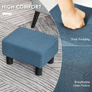 HOMCOM Chic Linen Fabric Grey Footstool Ottoman Cube With 4 Plastic Legs
