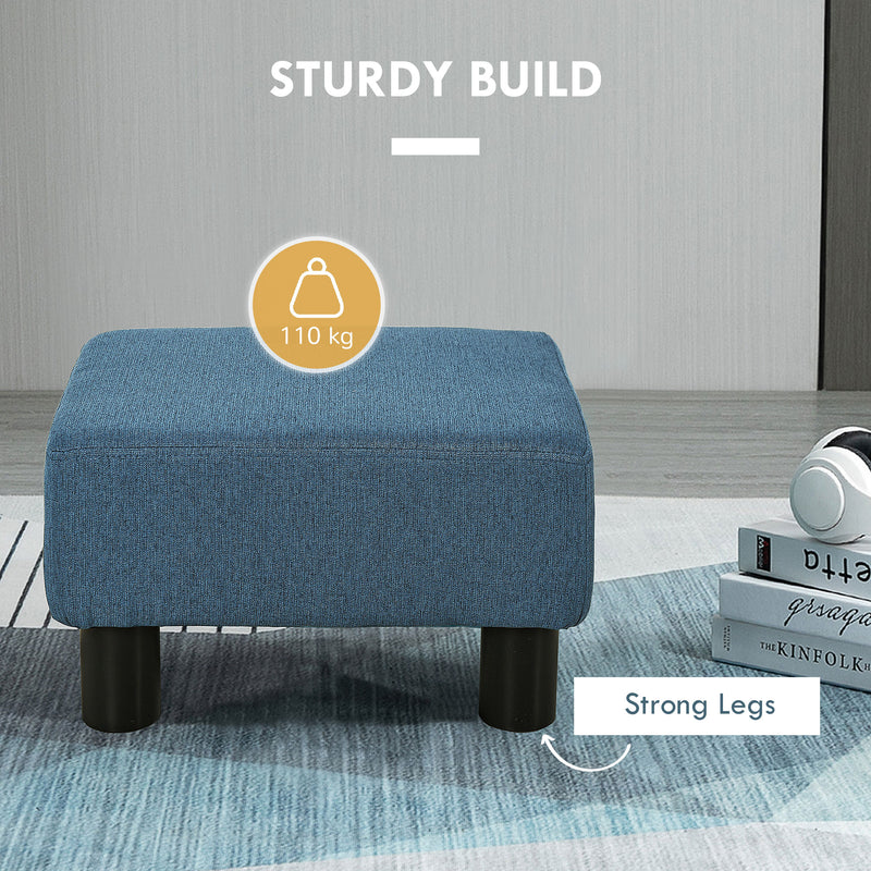 HOMCOM Chic Linen Fabric Grey Footstool Ottoman Cube With 4 Plastic Legs