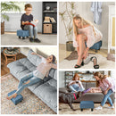 HOMCOM Chic Linen Fabric Grey Footstool Ottoman Cube With 4 Plastic Legs