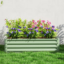 Outsunny Raised Garden Bed Metal Patio Backyard Flower Planter, Light Green