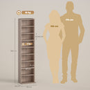 HOMCOM 260 CD Storage Unit 120 DVD Storage Tower with 9 Compartments Natural