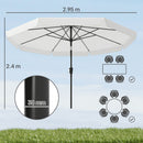 Outsunny 3 m Garden Parasol with Tilt & Crank, UPF30+ Outdoor Table Umbrella