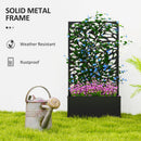 Outsunny Metal Raised Garden Bed with Trellis, Outdoor Elevated Planter Box
