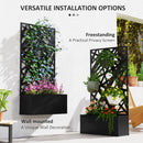 Outsunny Metal Raised Garden Bed with Trellis, Outdoor Elevated Planter Box