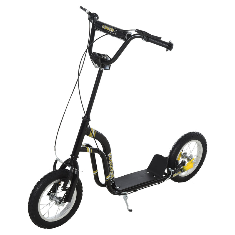 HOMCOM Kids Stunt Scooter With 12 Inch Rubber Wheels Adjustable Handlebar Black