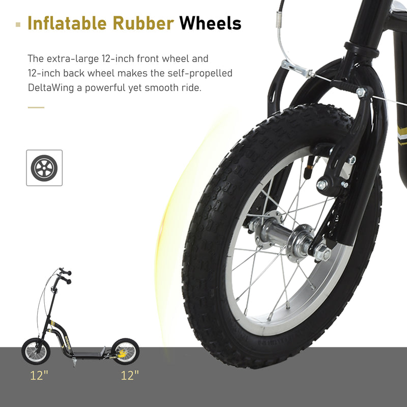 HOMCOM Kids Stunt Scooter With 12 Inch Rubber Wheels Adjustable Handlebar Black