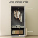 HOMCOM Wardrobe for Bedroom, Double Wardrobe with Hanging Rail