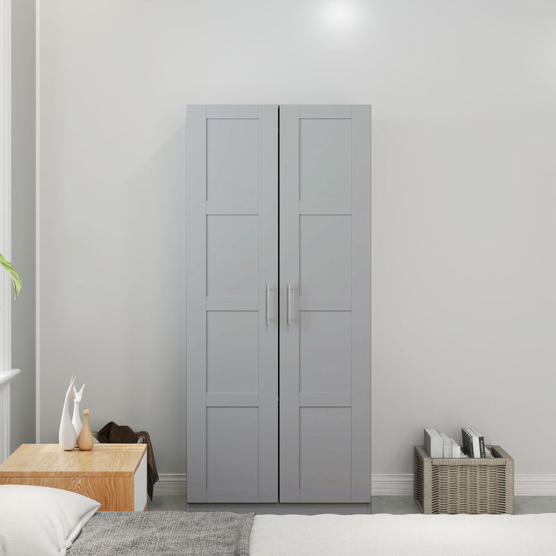 HOMCOM Wardrobe for Bedroom, Double Wardrobe with Hanging Rail