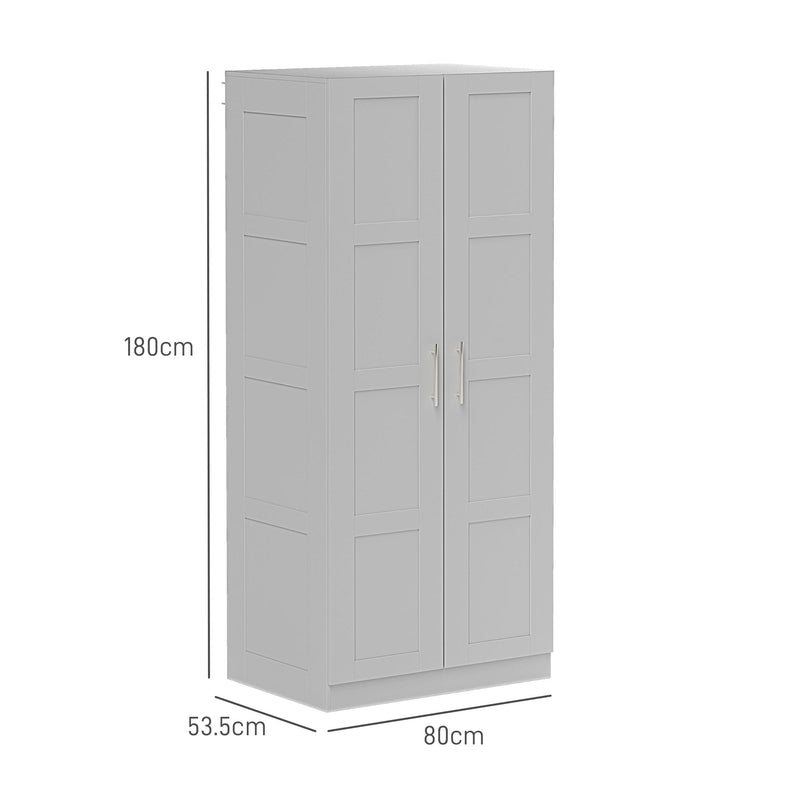 HOMCOM Wardrobe for Bedroom, Double Wardrobe with Hanging Rail