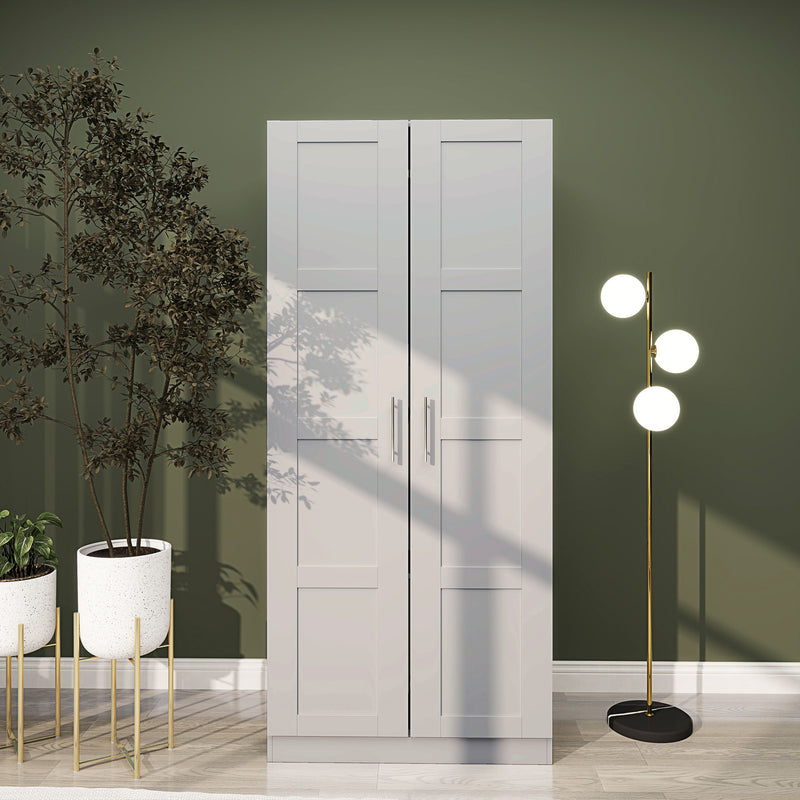 HOMCOM Wardrobe for Bedroom, Double Wardrobe with Hanging Rail