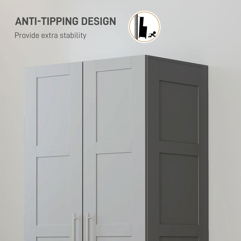 HOMCOM Wardrobe for Bedroom, Double Wardrobe with Hanging Rail