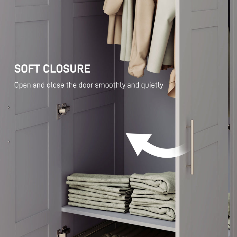 HOMCOM Wardrobe for Bedroom, Double Wardrobe with Hanging Rail