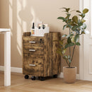 HOMCOM Mobile Filing Cabinet, Lockable File Cabinet, Rustic Brown