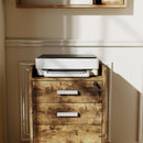 HOMCOM Mobile Filing Cabinet, Lockable File Cabinet, Rustic Brown