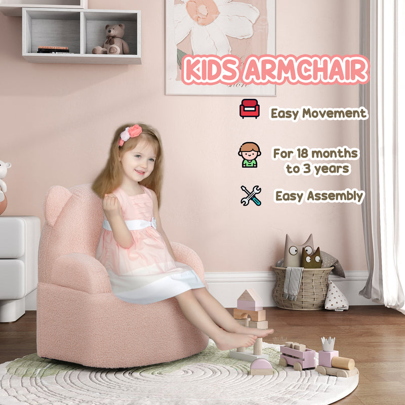 AIYAPLAY Kids Armchair, Bear Shaped Toddler Chair for Bedroom - Pink