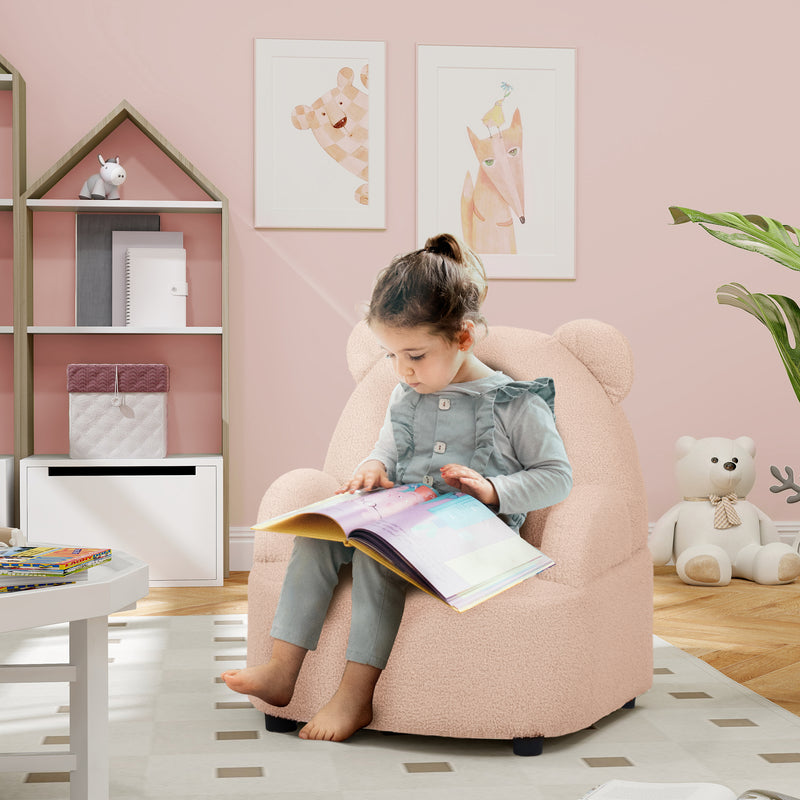 AIYAPLAY Kids Armchair, Bear Shaped Toddler Chair for Bedroom - Pink