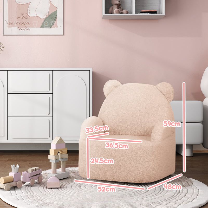 AIYAPLAY Kids Armchair, Bear Shaped Toddler Chair for Bedroom - Pink
