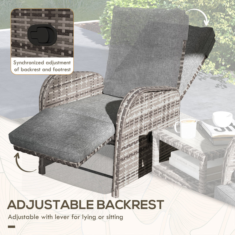 Outsunny 3 Pieces Rattan Bistro Set with Cushions for Outdoor, Brown
