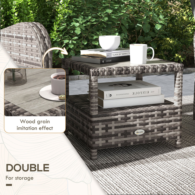 Outsunny 3 Pieces Rattan Bistro Set with Cushions for Outdoor, Brown
