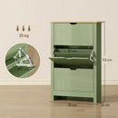 HOMCOM 18-Shoe Storage Cabinet 6 Shelves 3 Drawers Tabletop High Gloss Green