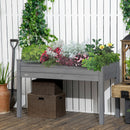 Outsunny Garden Wooden Planter Flower Raised Bed, Dark Grey