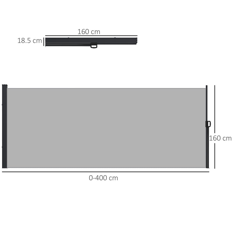 Outsunny Side Awning Retractable, Privacy Screen, 400x160cm