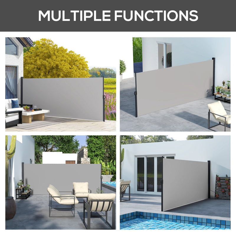 Outsunny Side Awning Retractable, Privacy Screen, 400x160cm